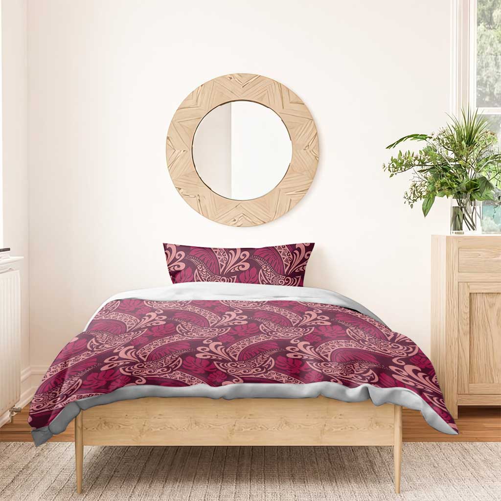 Sweet Pink Monstera Bedding Set Polynesian Tribal Pattern - Polynesian Pride