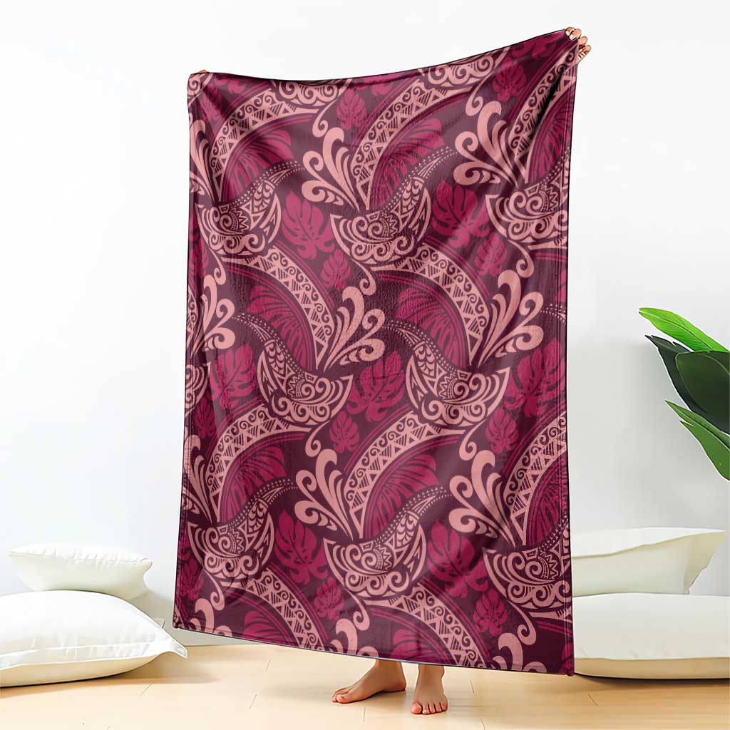 Sweet Pink Monstera Blanket Polynesian Tribal Pattern - Polynesian Pride
