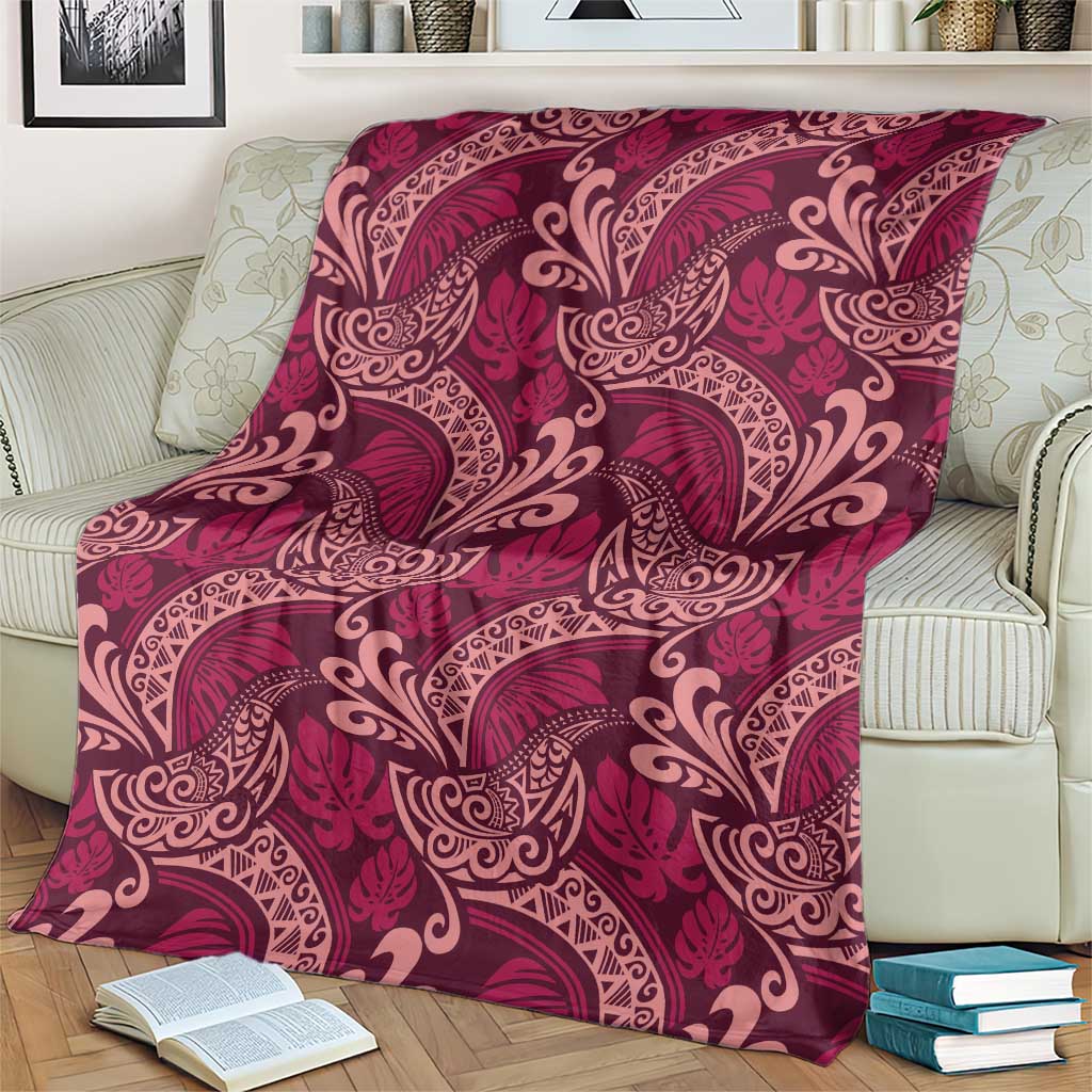 Sweet Pink Monstera Blanket Polynesian Tribal Pattern - Polynesian Pride