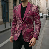 Sweet Pink Monstera Blazer Polynesian Tribal Pattern - Polynesian Pride