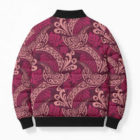 Sweet Pink Monstera Bomber Puffer Jacket Polynesian Tribal Pattern LT01 - Polynesian Pride