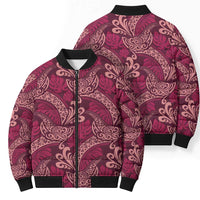 Sweet Pink Monstera Bomber Puffer Jacket Polynesian Tribal Pattern LT01 - Polynesian Pride