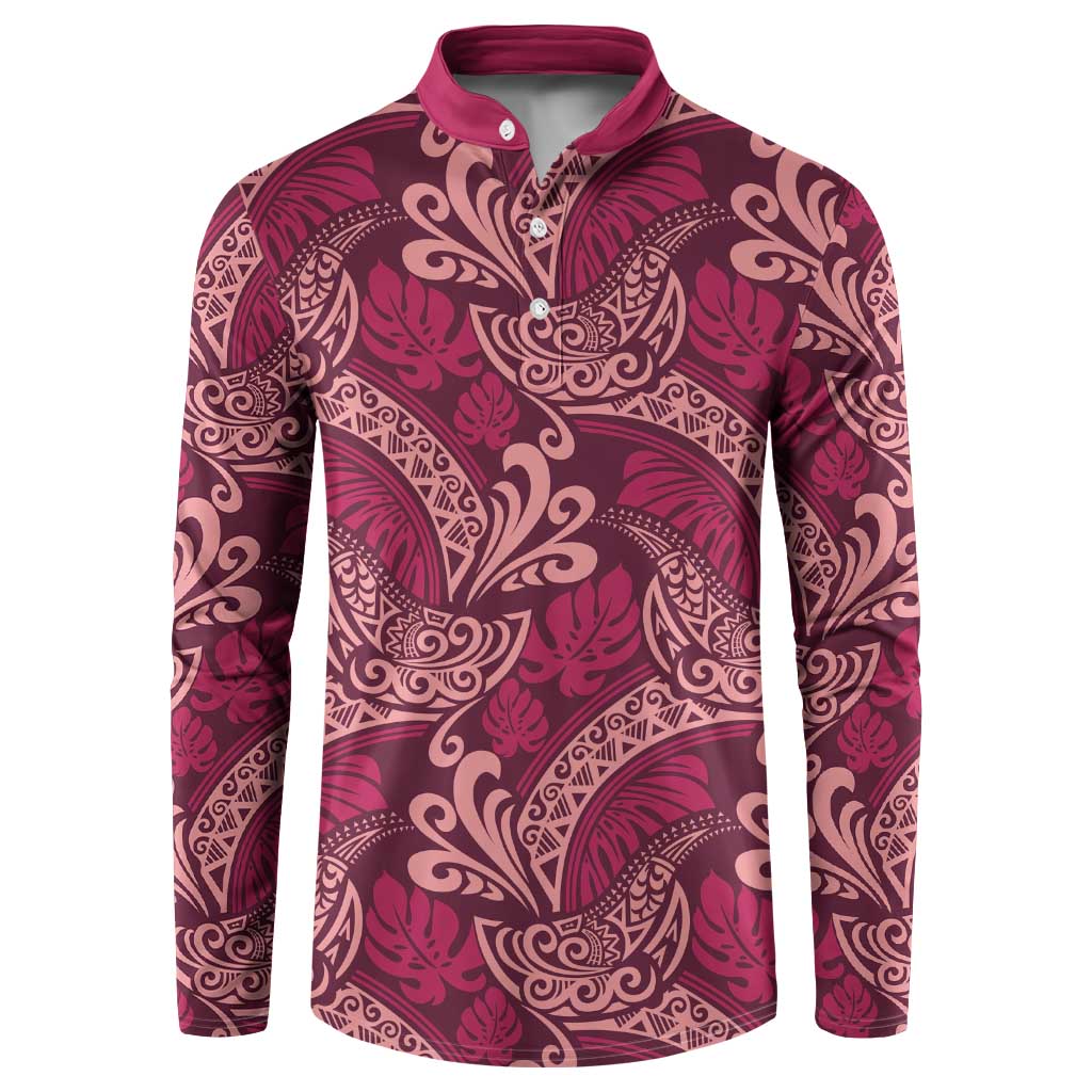 Sweet Pink Monstera Button Sweatshirt Polynesian Tribal Pattern LT01 Pink - Polynesian Pride