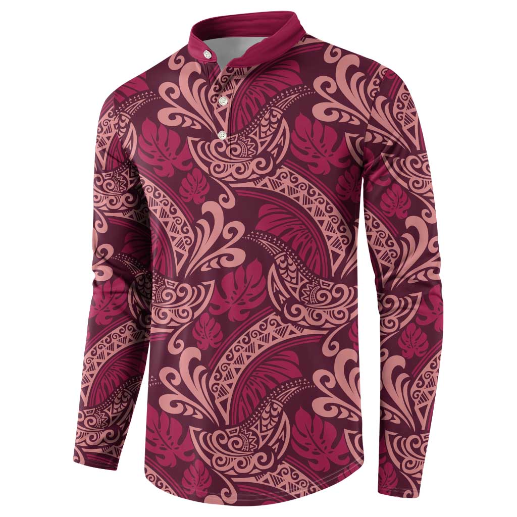 Sweet Pink Monstera Button Sweatshirt Polynesian Tribal Pattern LT01 - Polynesian Pride