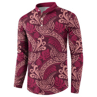 Sweet Pink Monstera Button Sweatshirt Polynesian Tribal Pattern LT01 - Polynesian Pride