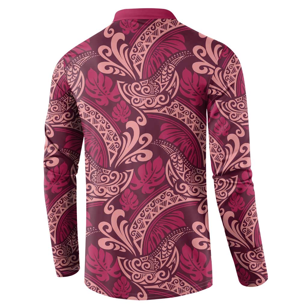 Sweet Pink Monstera Button Sweatshirt Polynesian Tribal Pattern LT01 - Polynesian Pride