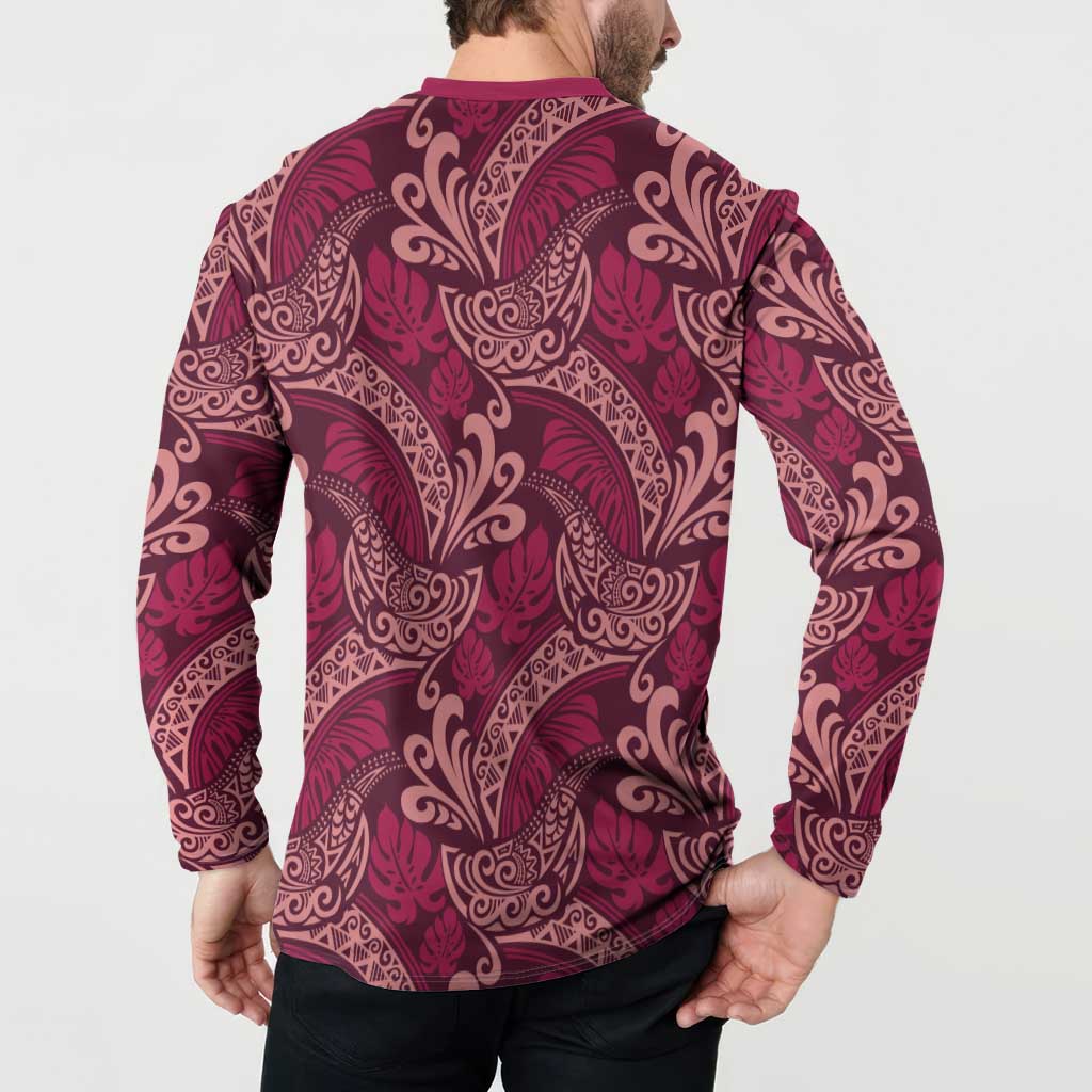 Sweet Pink Monstera Button Sweatshirt Polynesian Tribal Pattern LT01 - Polynesian Pride