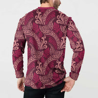 Sweet Pink Monstera Button Sweatshirt Polynesian Tribal Pattern LT01 - Polynesian Pride