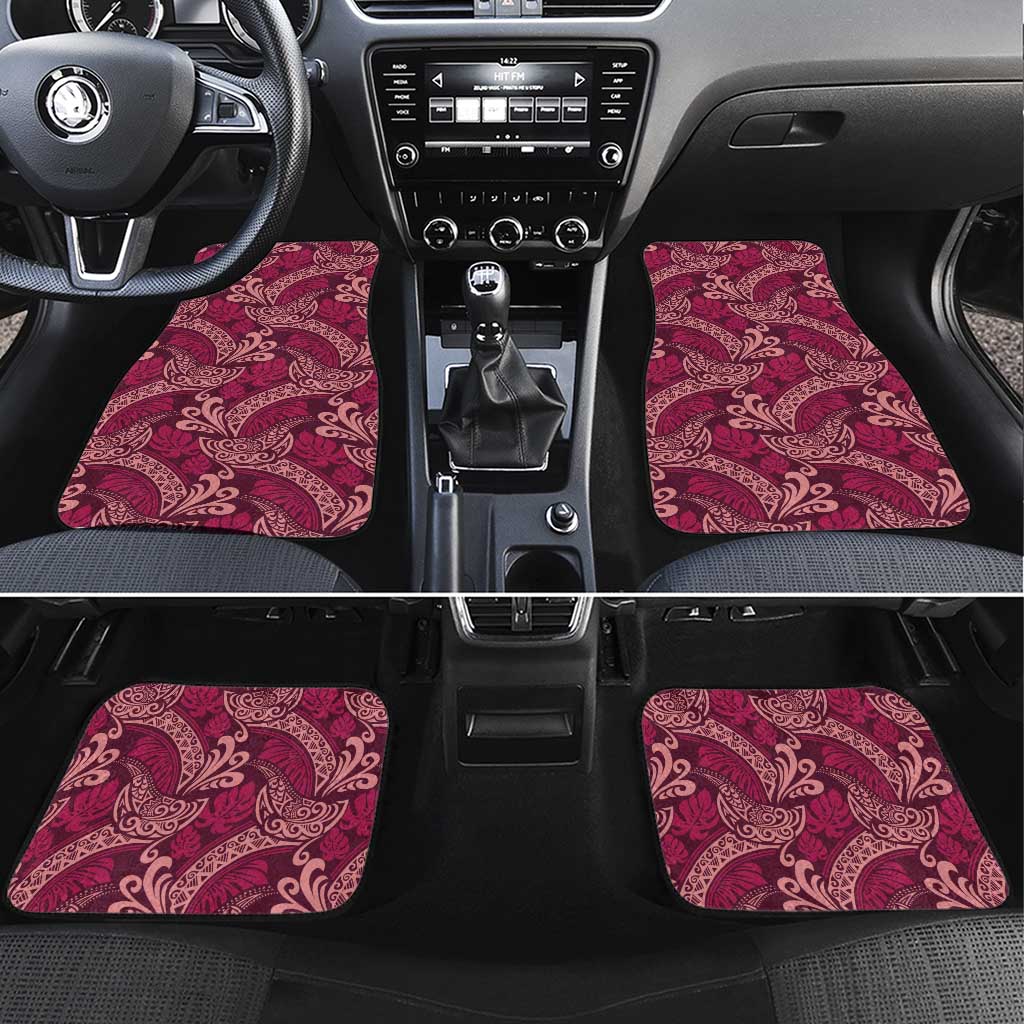 Sweet Pink Monstera Car Mats Polynesian Tribal Pattern LT01 Set 4pcs Pink - Polynesian Pride