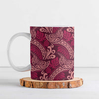 Sweet Pink Monstera Ceramic Mug Polynesian Tribal Pattern - Polynesian Pride