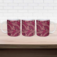 Sweet Pink Monstera Ceramic Mug Polynesian Tribal Pattern - Polynesian Pride