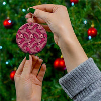 Sweet Pink Monstera Ceramic Ornament Polynesian Tribal Pattern LT01 - Polynesian Pride