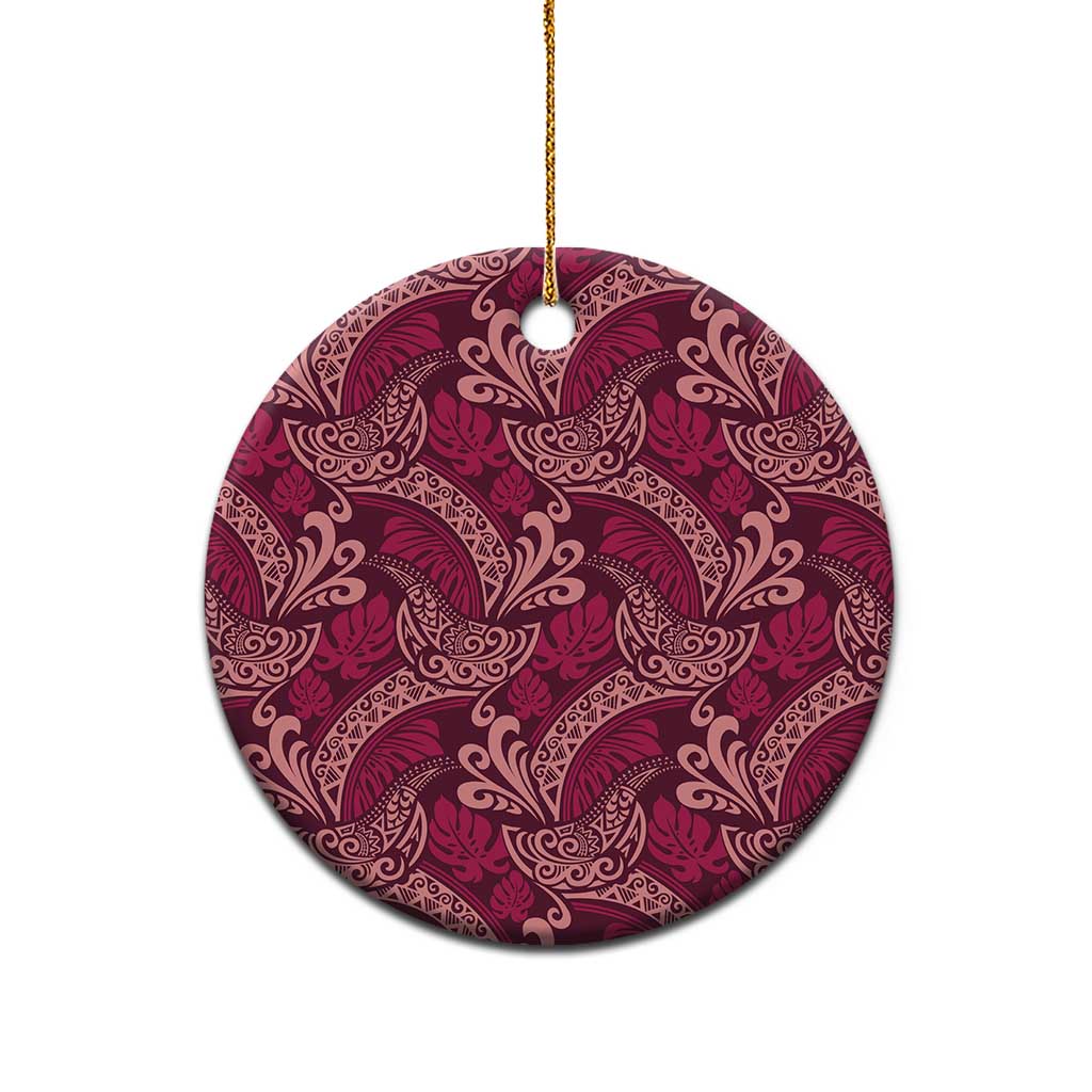 Sweet Pink Monstera Ceramic Ornament Polynesian Tribal Pattern LT01 - Polynesian Pride