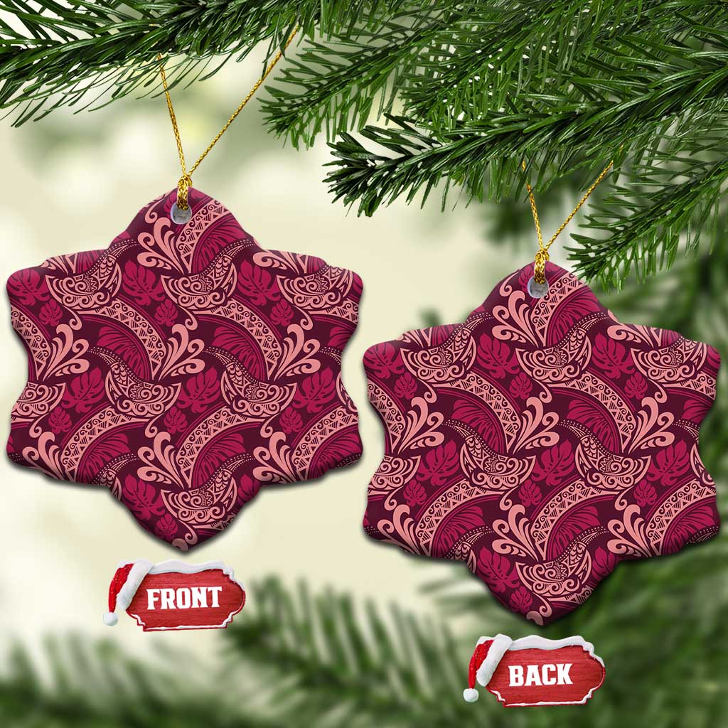Sweet Pink Monstera Ceramic Ornament Polynesian Tribal Pattern LT01 Snow Flake Pink - Polynesian Pride
