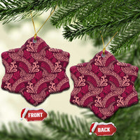 Sweet Pink Monstera Ceramic Ornament Polynesian Tribal Pattern LT01 Snow Flake Pink - Polynesian Pride