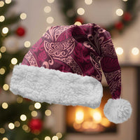 Sweet Pink Monstera Christmas Santa Hat Polynesian Tribal Pattern LT01 With Fur Pink - Polynesian Pride