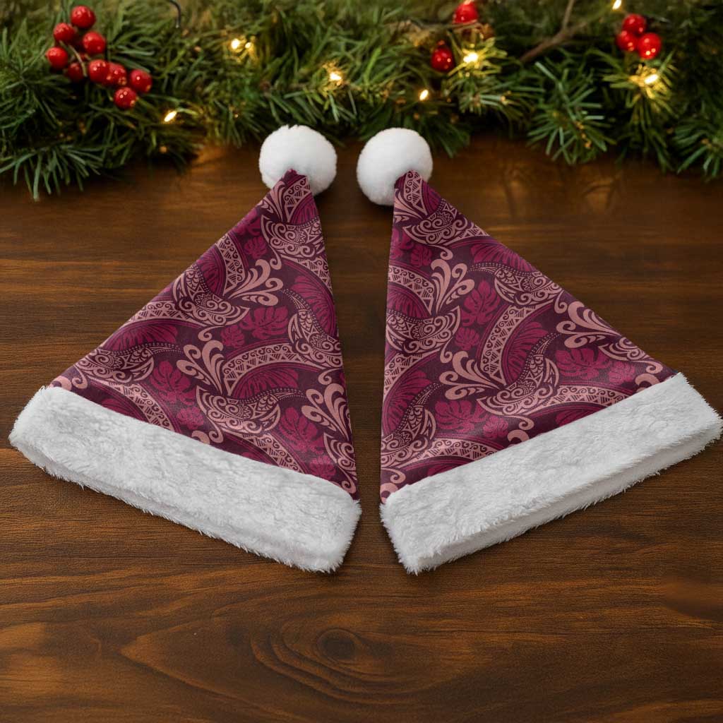 Sweet Pink Monstera Christmas Santa Hat Polynesian Tribal Pattern LT01 - Polynesian Pride