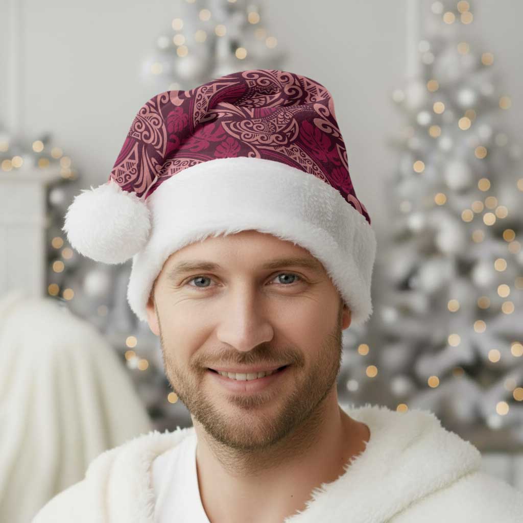 Sweet Pink Monstera Christmas Santa Hat Polynesian Tribal Pattern LT01 - Polynesian Pride