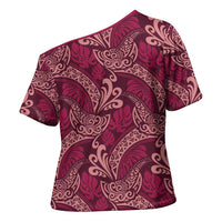Sweet Pink Monstera Cross Shoulder Shirt Polynesian Tribal Pattern LT01 - Polynesian Pride