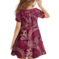 Sweet Pink Monstera Family Matching Long Sleeve Bodycon Dress and Hawaiian Shirt Polynesian Tribal Pattern - Polynesian Pride