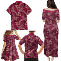Sweet Pink Monstera Family Matching Puletasi and Hawaiian Shirt Polynesian Tribal Pattern LT01 - Polynesian Pride