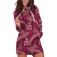 Sweet Pink Monstera Hoodie Dress Polynesian Tribal Pattern LT01 Pink - Polynesian Pride