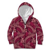 Sweet Pink Monstera Kid Hoodie Polynesian Tribal Pattern - Polynesian Pride