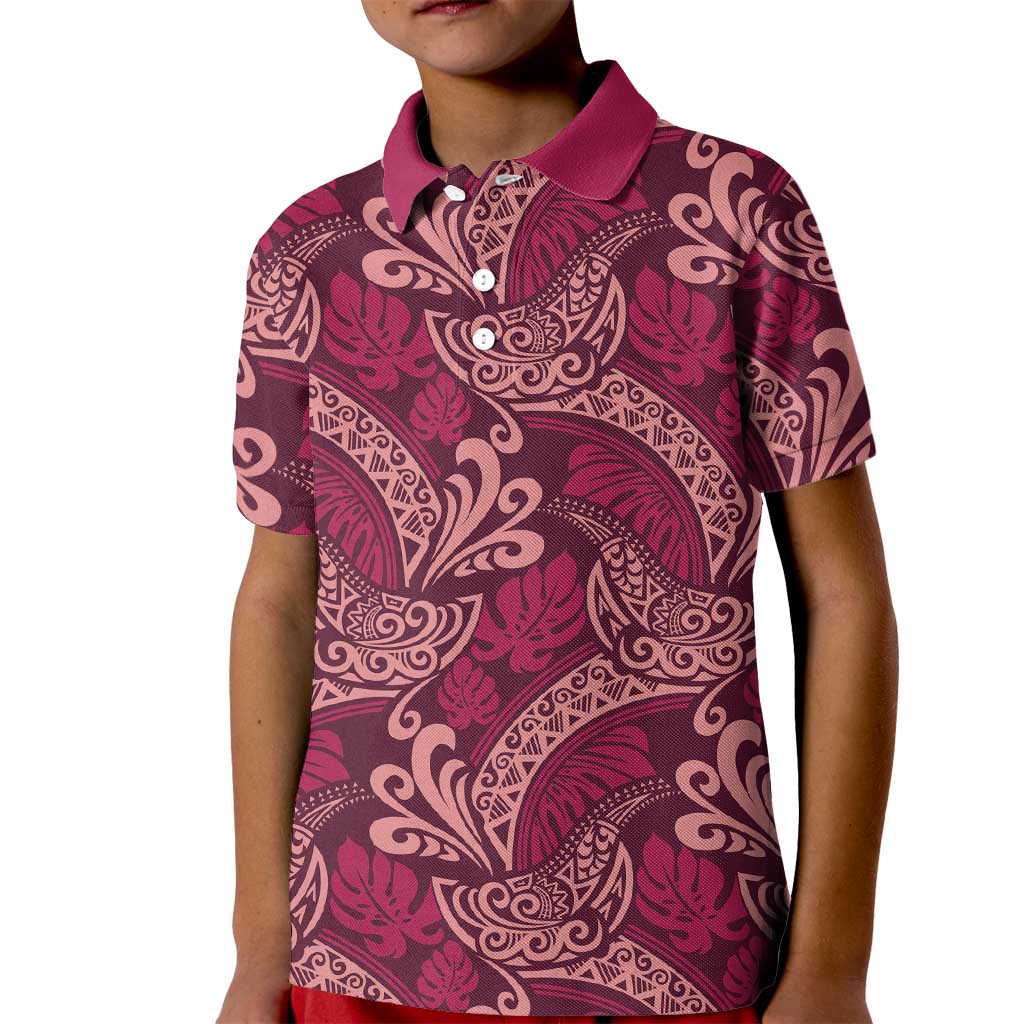 Sweet Pink Monstera Kid Polo Shirt Polynesian Tribal Pattern LT01 Kid Pink - Polynesian Pride