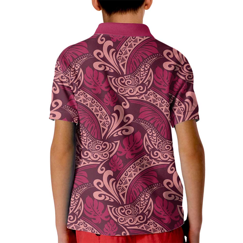 Sweet Pink Monstera Kid Polo Shirt Polynesian Tribal Pattern LT01 - Polynesian Pride