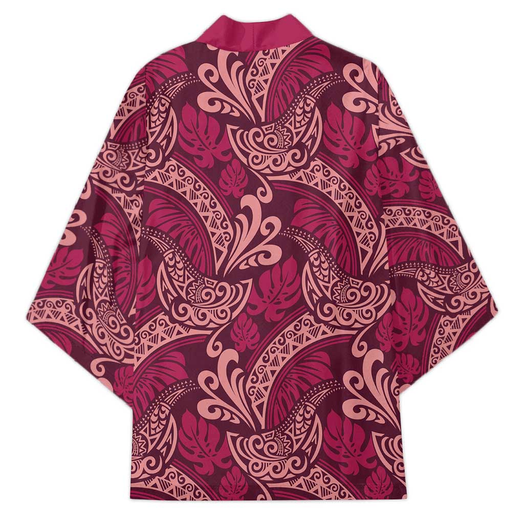 Sweet Pink Monstera Kimono Polynesian Tribal Pattern LT01 - Polynesian Pride