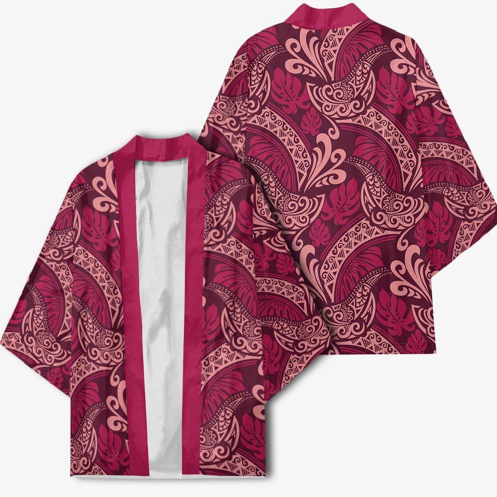Sweet Pink Monstera Kimono Polynesian Tribal Pattern LT01 - Polynesian Pride