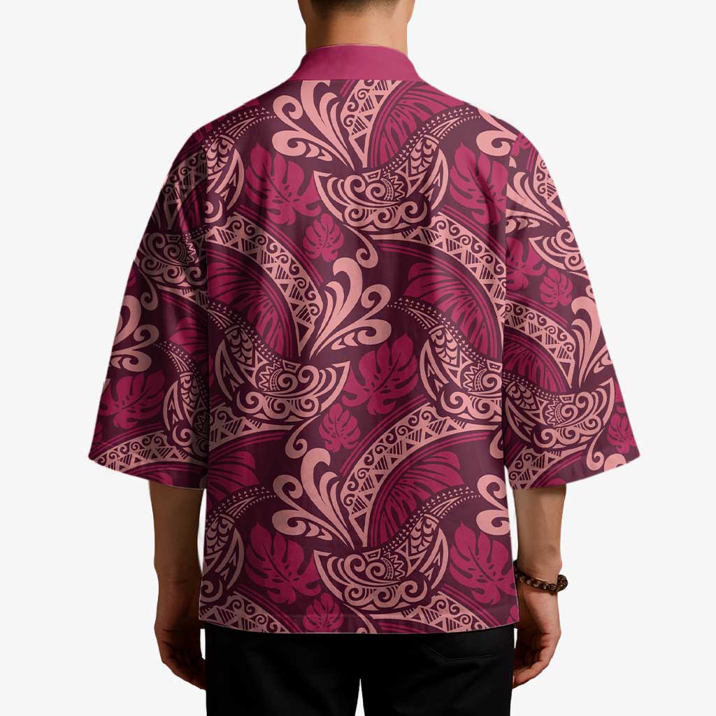 Sweet Pink Monstera Kimono Polynesian Tribal Pattern LT01 - Polynesian Pride