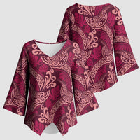 Sweet Pink Monstera Kimono Sleeve Blouse Polynesian Tribal Pattern LT01 - Polynesian Pride