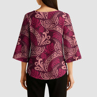 Sweet Pink Monstera Kimono Sleeve Blouse Polynesian Tribal Pattern LT01 - Polynesian Pride