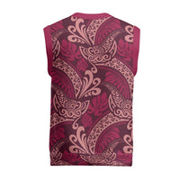 Sweet Pink Monstera Christmas Knitted V-Neck Vest Polynesian Tribal Pattern LT01 - Polynesian Pride