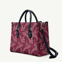 Sweet Pink Monstera Leather Bag Polynesian Tribal Pattern - Polynesian Pride