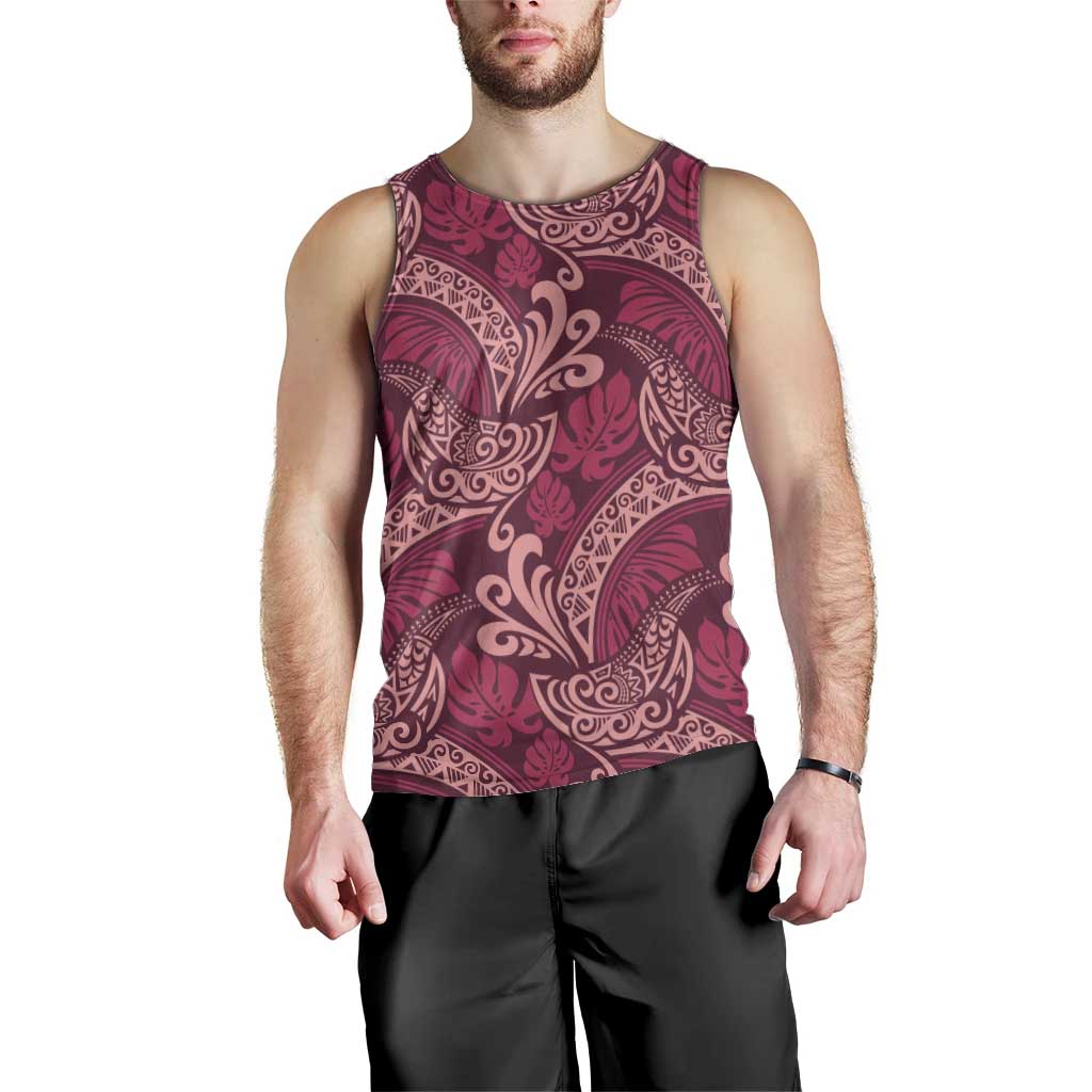 Sweet Pink Monstera Men Tank Top Polynesian Tribal Pattern LT01 - Polynesian Pride