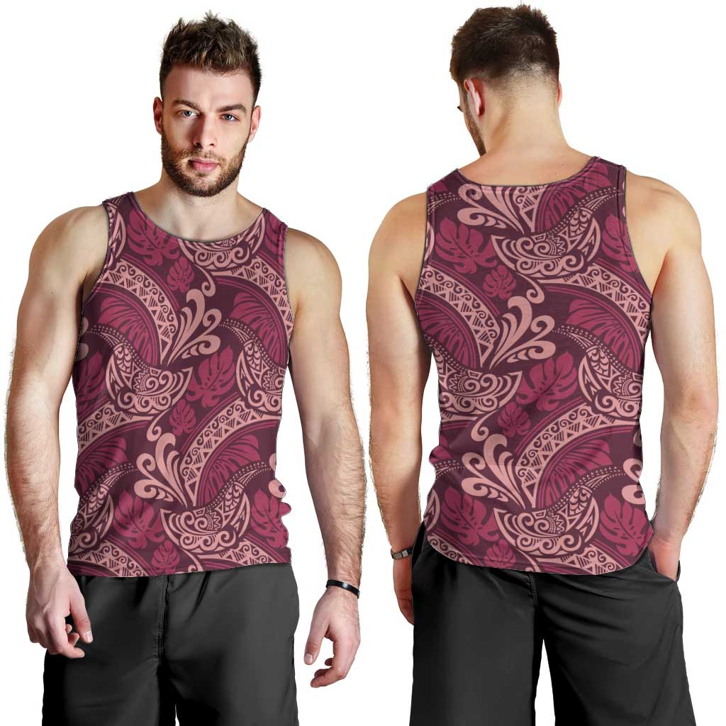 Sweet Pink Monstera Men Tank Top Polynesian Tribal Pattern LT01 - Polynesian Pride