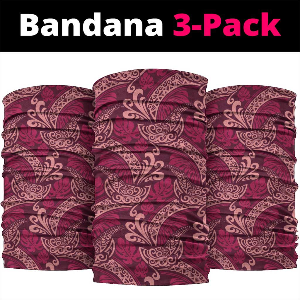 Sweet Pink Monstera Neck Gaiter Polynesian Tribal Pattern LT01 package One Size: 25*50cm Pink - Polynesian Pride
