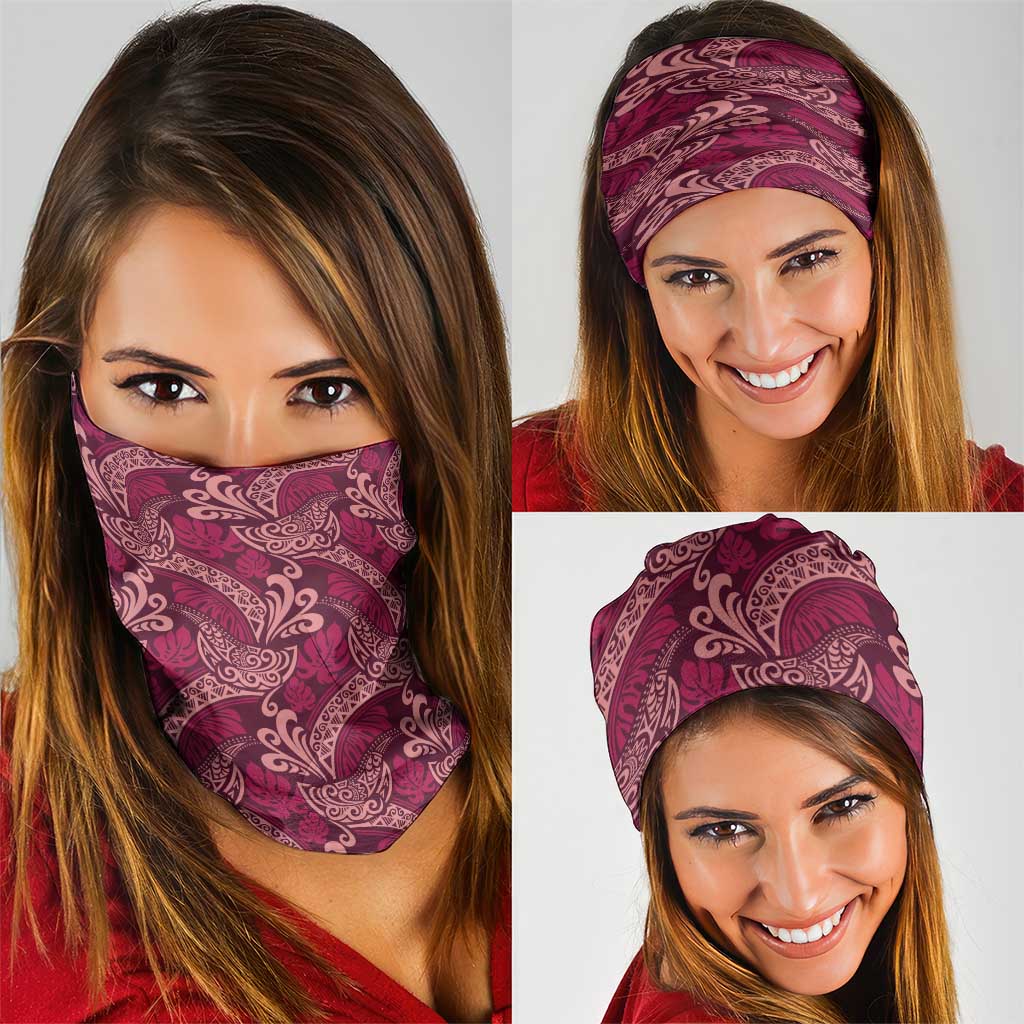 Sweet Pink Monstera Neck Gaiter Polynesian Tribal Pattern LT01 - Polynesian Pride