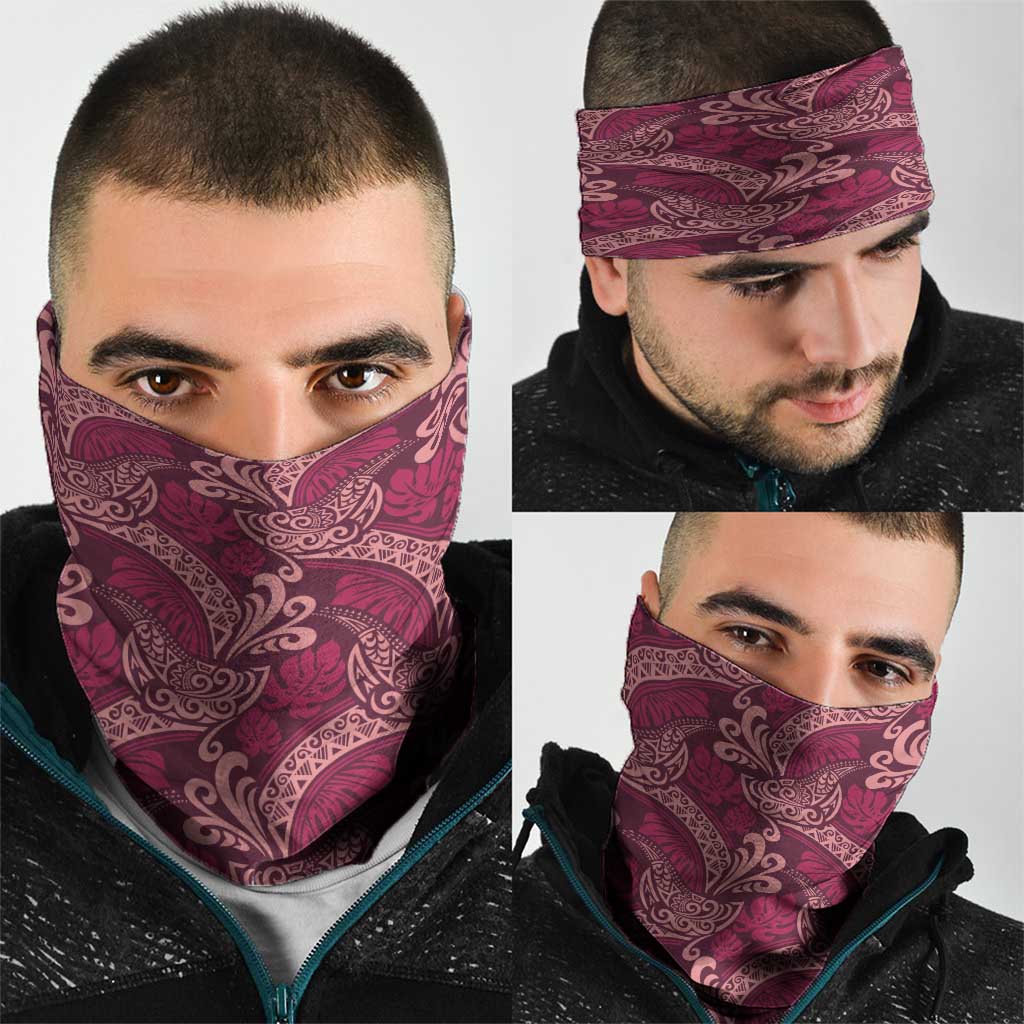 Sweet Pink Monstera Neck Gaiter Polynesian Tribal Pattern LT01 - Polynesian Pride