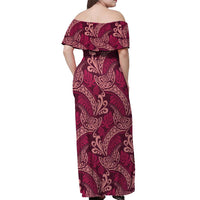 Sweet Pink Monstera Off Shoulder Maxi Dress Polynesian Tribal Pattern LT01 - Polynesian Pride