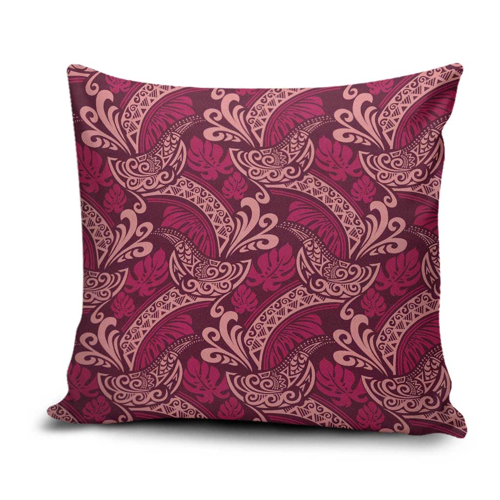 Sweet Pink Monstera Pillow Cover Polynesian Tribal Pattern - Polynesian Pride