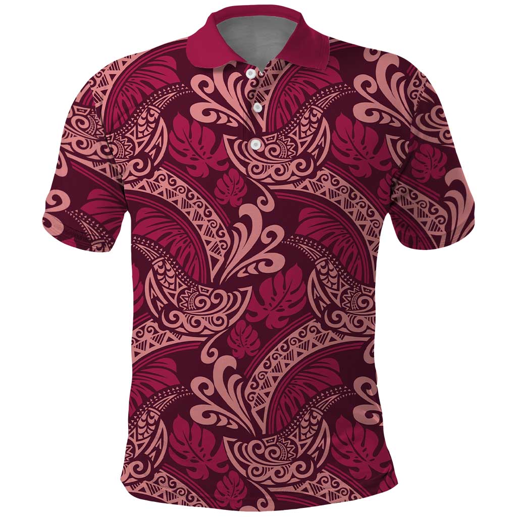Sweet Pink Monstera Polo Shirt Polynesian Tribal Pattern LT01 Pink - Polynesian Pride