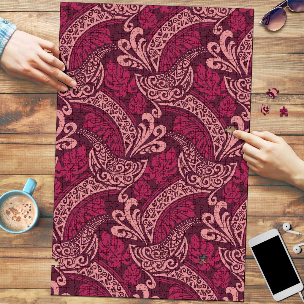 Sweet Pink Monstera Puzzle Polynesian Tribal Pattern LT01 Pink - Polynesian Pride