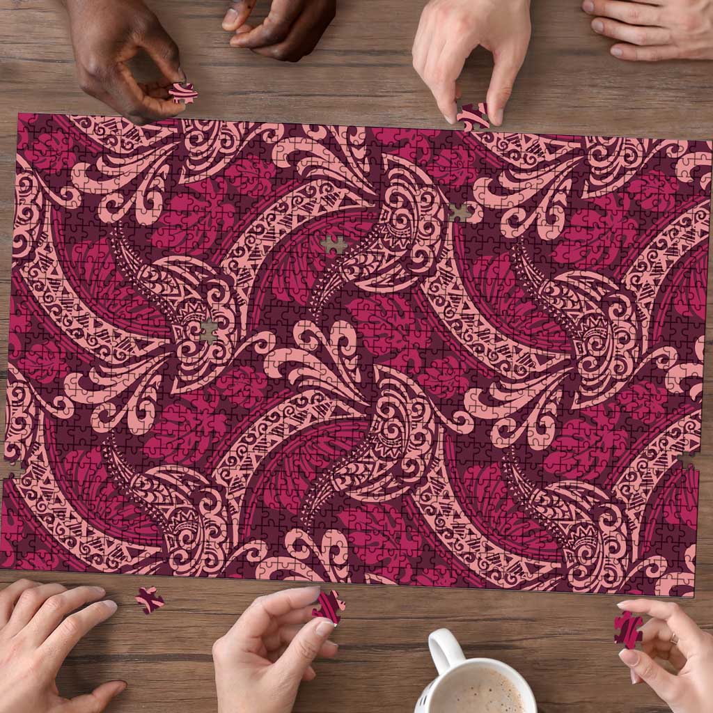 Sweet Pink Monstera Puzzle Polynesian Tribal Pattern LT01 - Polynesian Pride