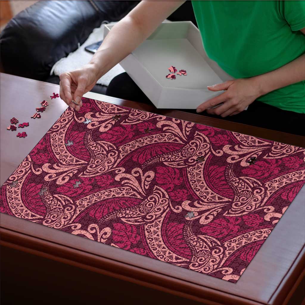 Sweet Pink Monstera Puzzle Polynesian Tribal Pattern LT01 - Polynesian Pride
