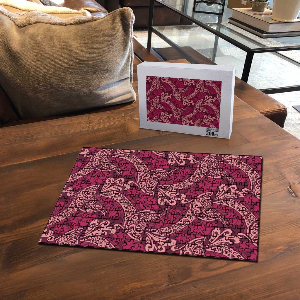 Sweet Pink Monstera Puzzle Polynesian Tribal Pattern LT01 - Polynesian Pride