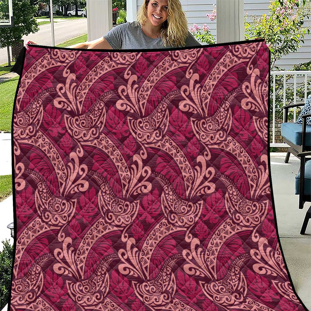 Sweet Pink Monstera Quilt Polynesian Tribal Pattern - Polynesian Pride