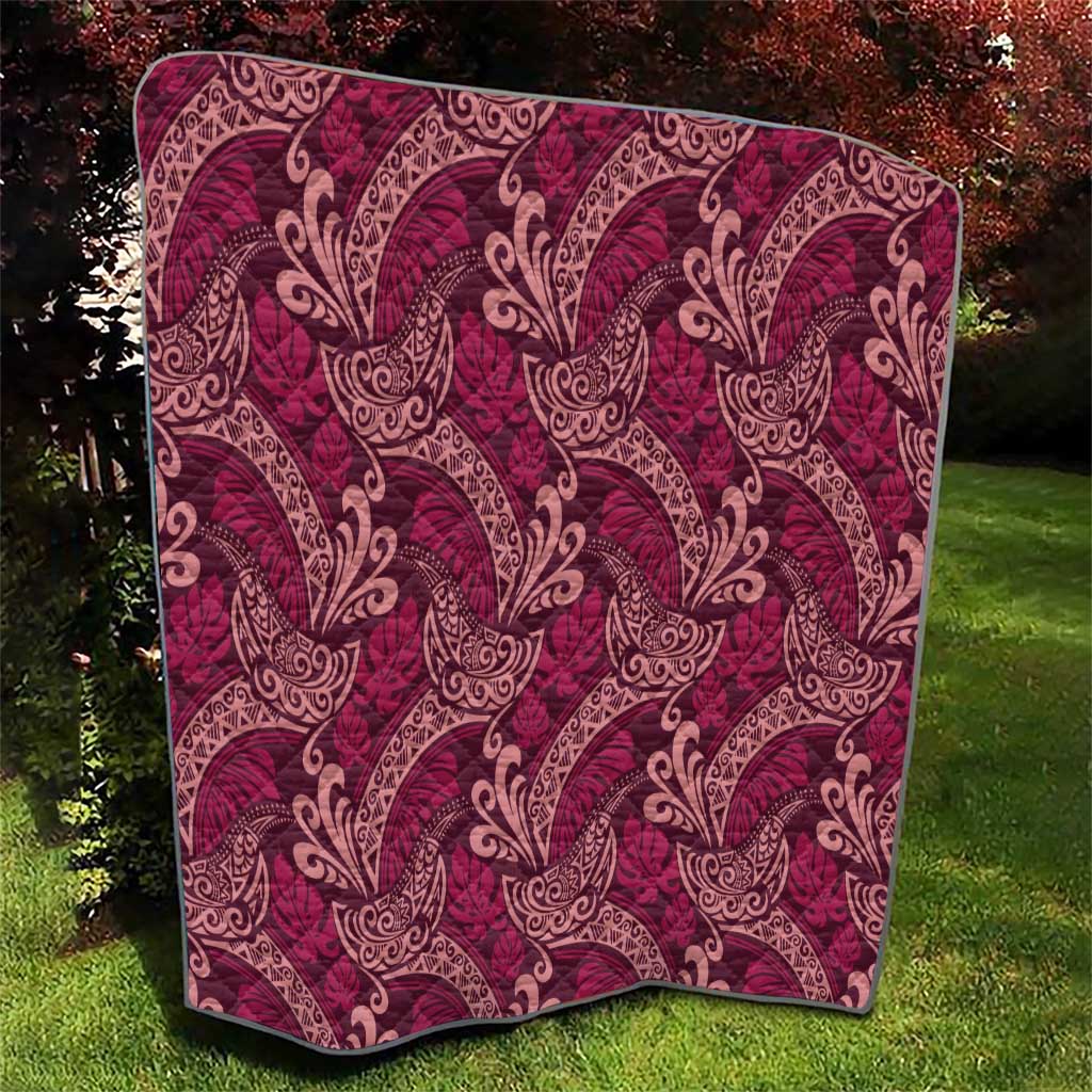 Sweet Pink Monstera Quilt Polynesian Tribal Pattern - Polynesian Pride